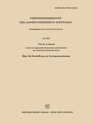 cover image of Über die Herstellung von Kernspuremulsionen